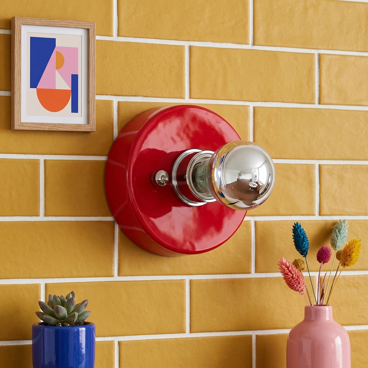 Glossy Ceramic Disk Halo Wall Sconce