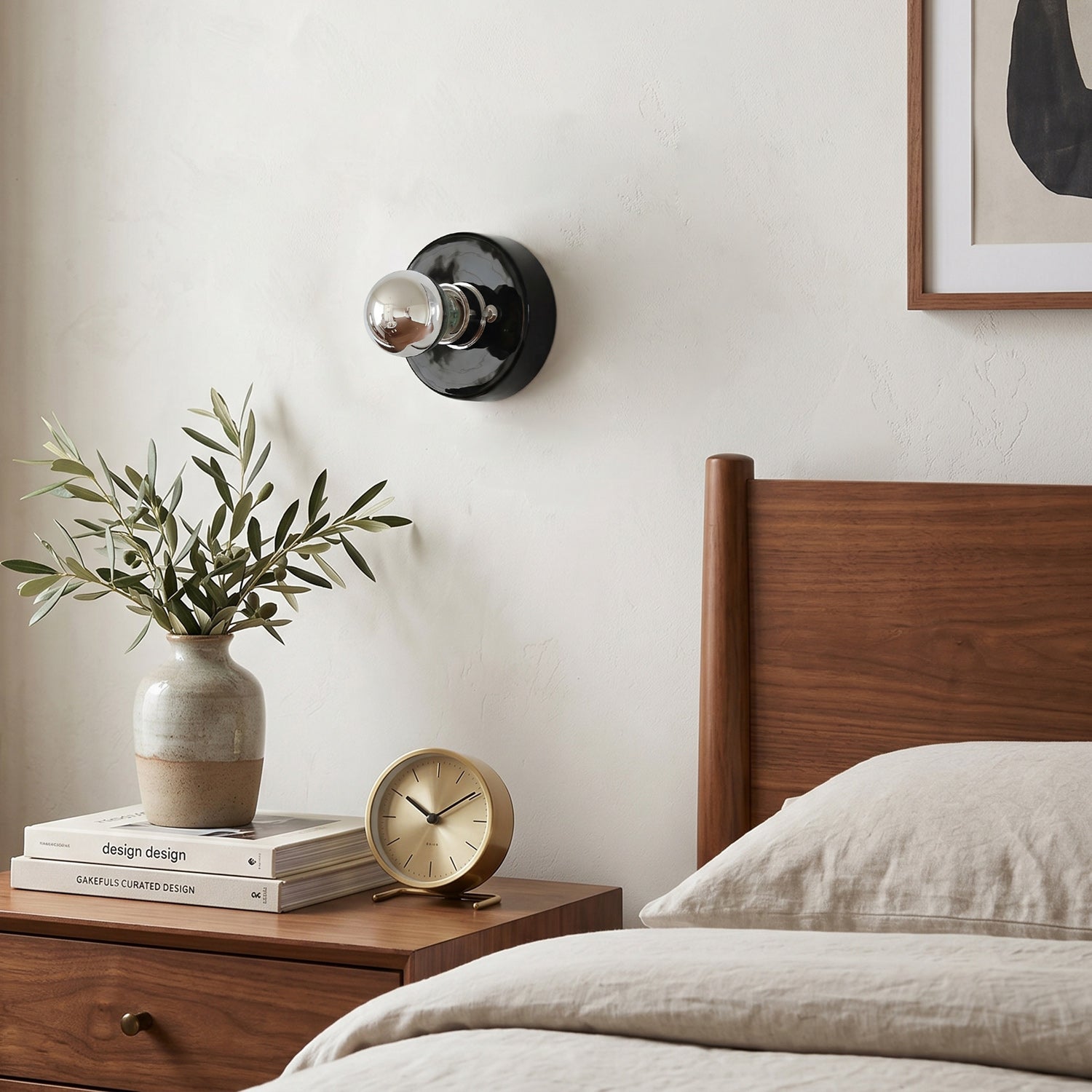 Glossy Ceramic Disk Halo Wall Sconce
