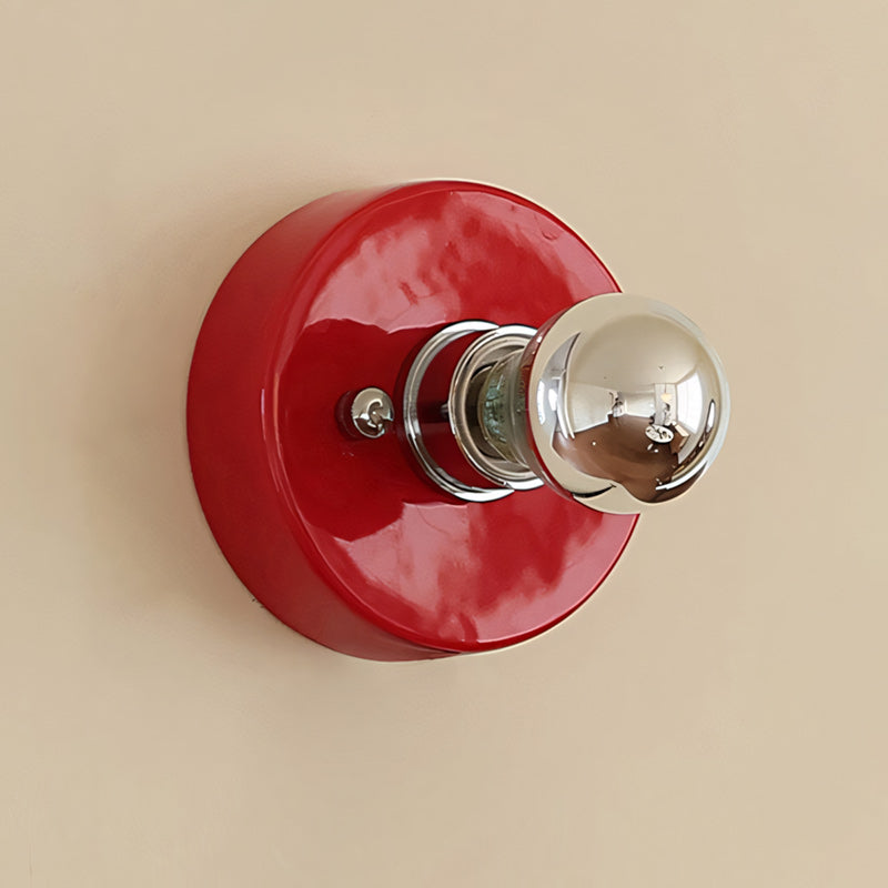 Glossy Ceramic Disk Halo Wall Sconce