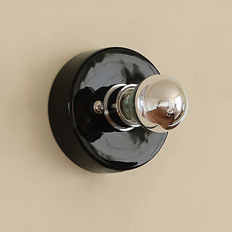 Glossy Ceramic Disk Halo Wall Sconce
