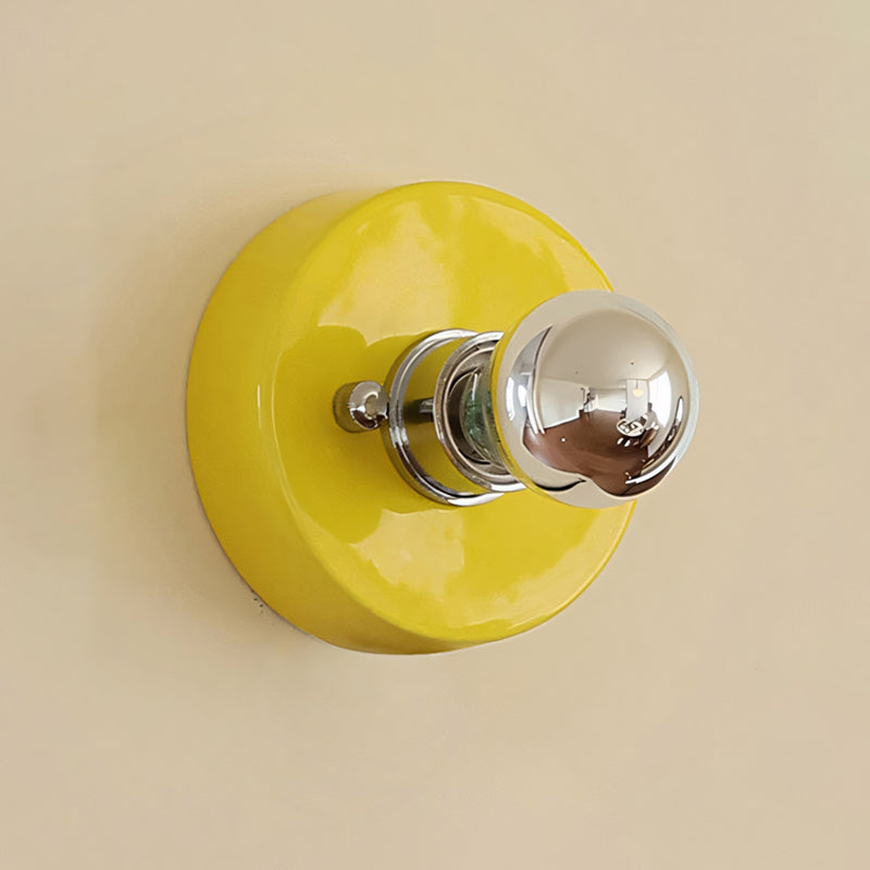 Glossy Ceramic Disk Halo Wall Sconce