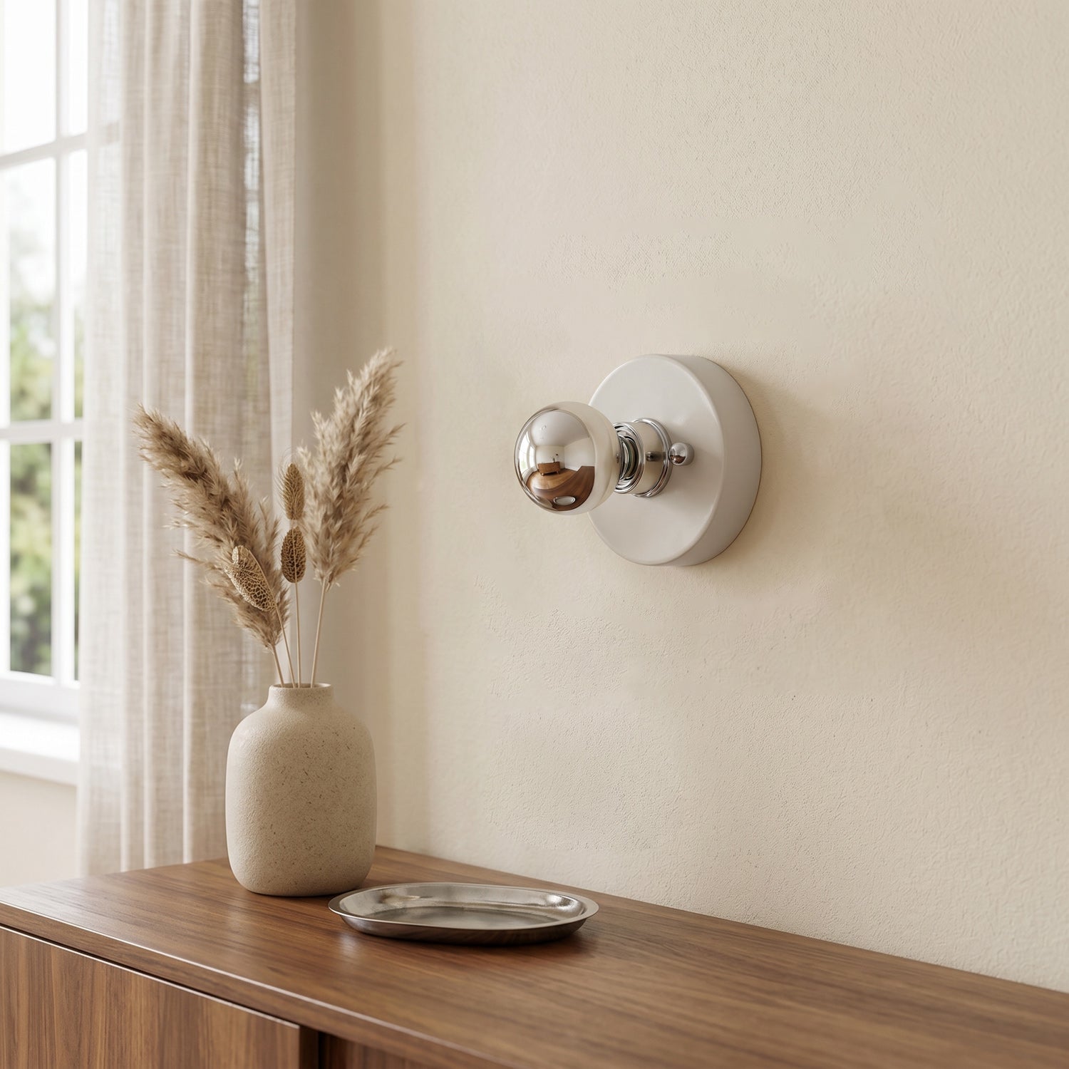 Glossy Ceramic Disk Halo Wall Sconce