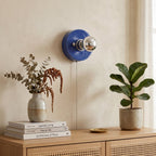 Pull-Chain Ceramic Disk Wall Sconce — Multicolor