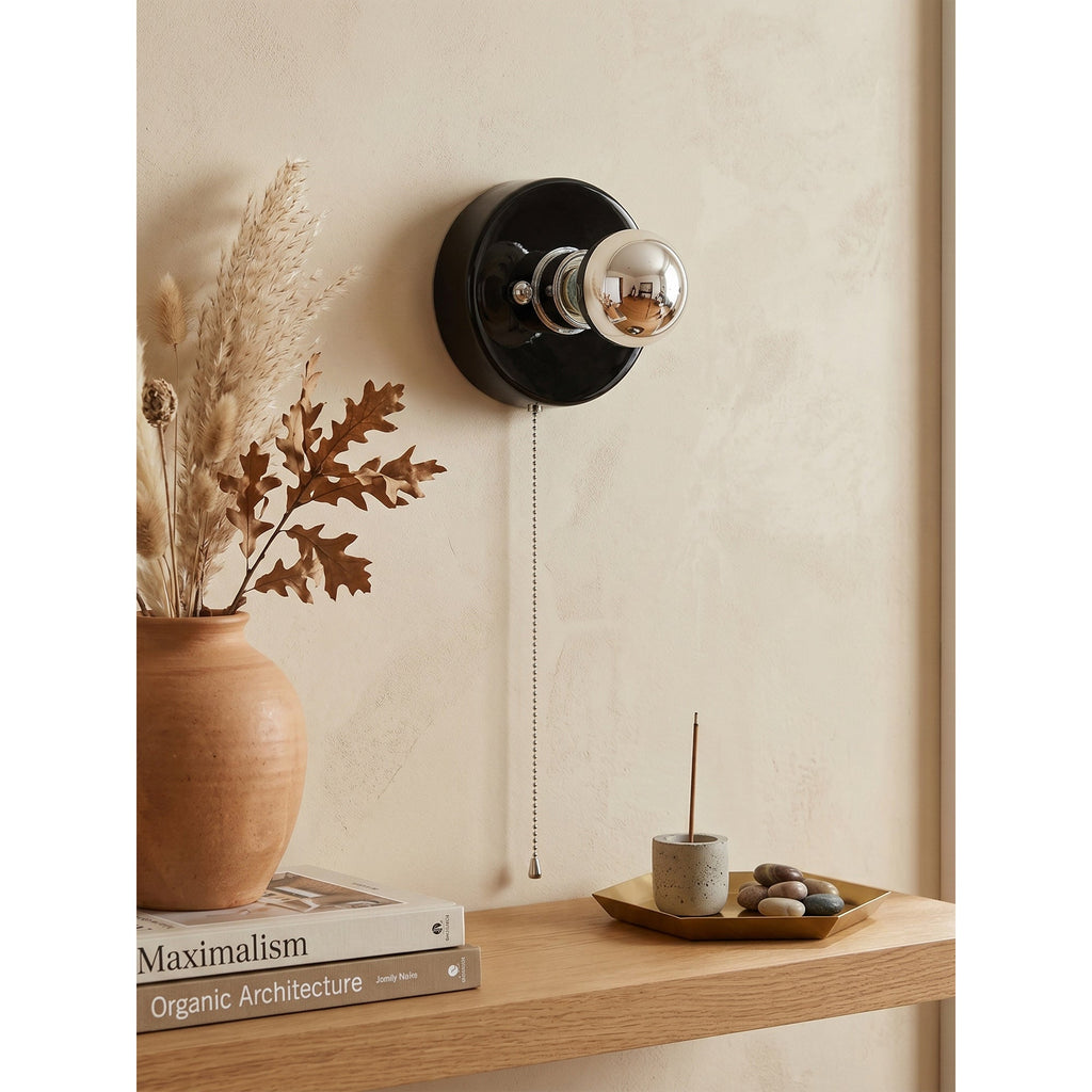 Pull-Chain Ceramic Disk Wall Sconce — Multicolor