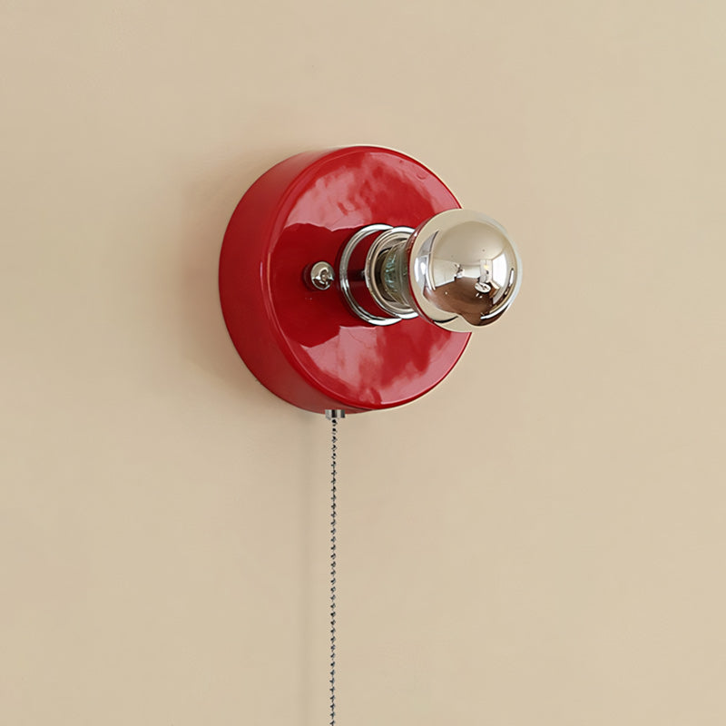Pull-Chain Ceramic Disk Wall Sconce — Multicolor