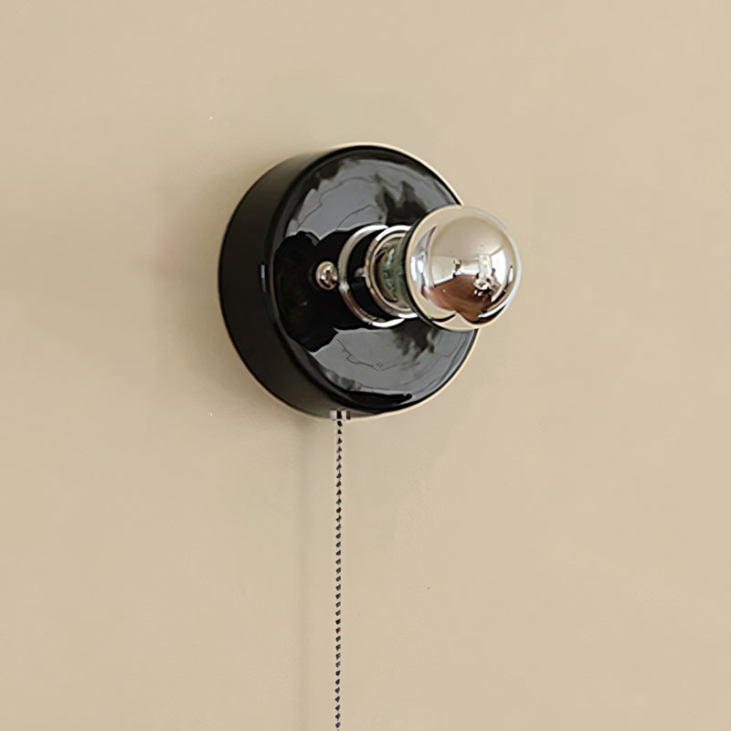 Pull-Chain Ceramic Disk Wall Sconce — Multicolor