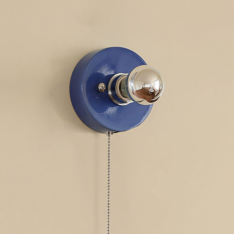 Pull-Chain Ceramic Disk Wall Sconce — Multicolor