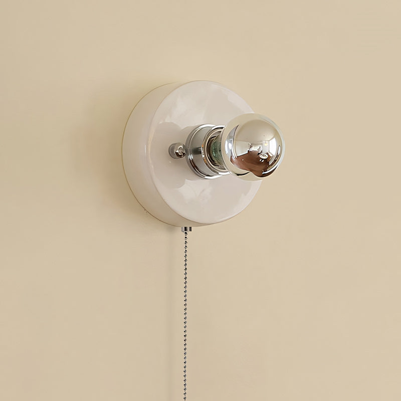 Pull-Chain Ceramic Disk Wall Sconce — Multicolor