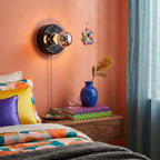 Pull-Chain Ceramic Disk Wall Sconce — Multicolor