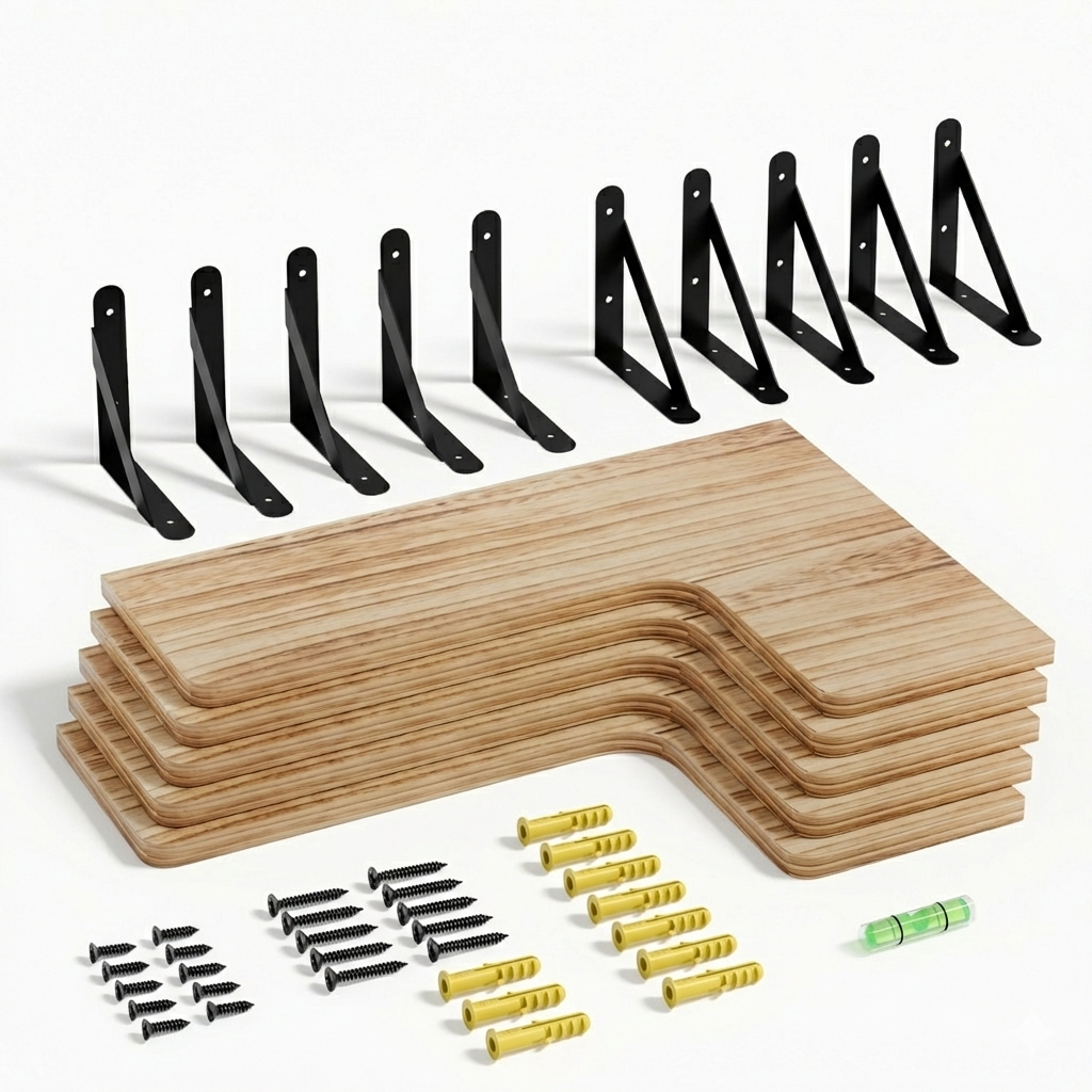 CornerMagic: Rustic Wall Shelves – Stable, Decorative & Space-Saving with Wood Look for Living Room & Kitchen