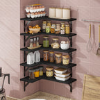 CornerMagic: Rustic Wall Shelves – Stable, Decorative & Space-Saving with Wood Look for Living Room & Kitchen
