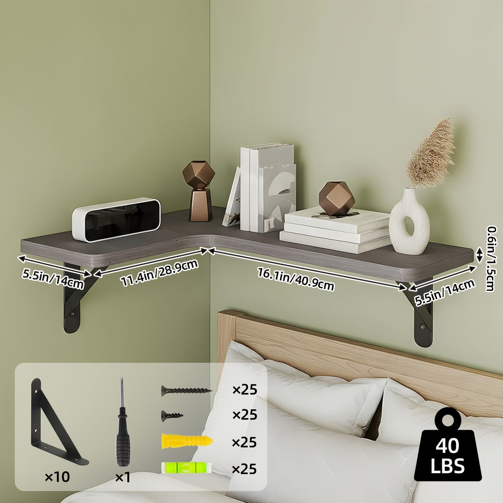 CornerMagic: Rustic Wall Shelves – Stable, Decorative & Space-Saving with Wood Look for Living Room & Kitchen