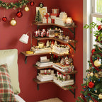 CornerMagic: Rustic Wall Shelves – Stable, Decorative & Space-Saving with Wood Look for Living Room & Kitchen