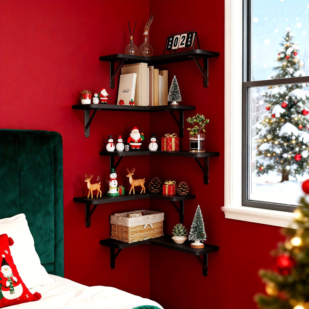 CornerMagic: Rustic Wall Shelves – Stable, Decorative & Space-Saving with Wood Look for Living Room & Kitchen
