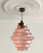 ÉclatAmbiente: Pendant Light Design – Gold-Plated Glass Lamp with Floating Shape, Luxurious for Living Room & Dining Room
