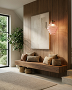 ÉclatAmbiente: Pendant Light Design – Gold-Plated Glass Lamp with Floating Shape, Luxurious for Living Room & Dining Room
