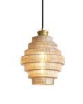 ÉclatAmbiente: Pendant Light Design – Gold-Plated Glass Lamp with Floating Shape, Luxurious for Living Room & Dining Room