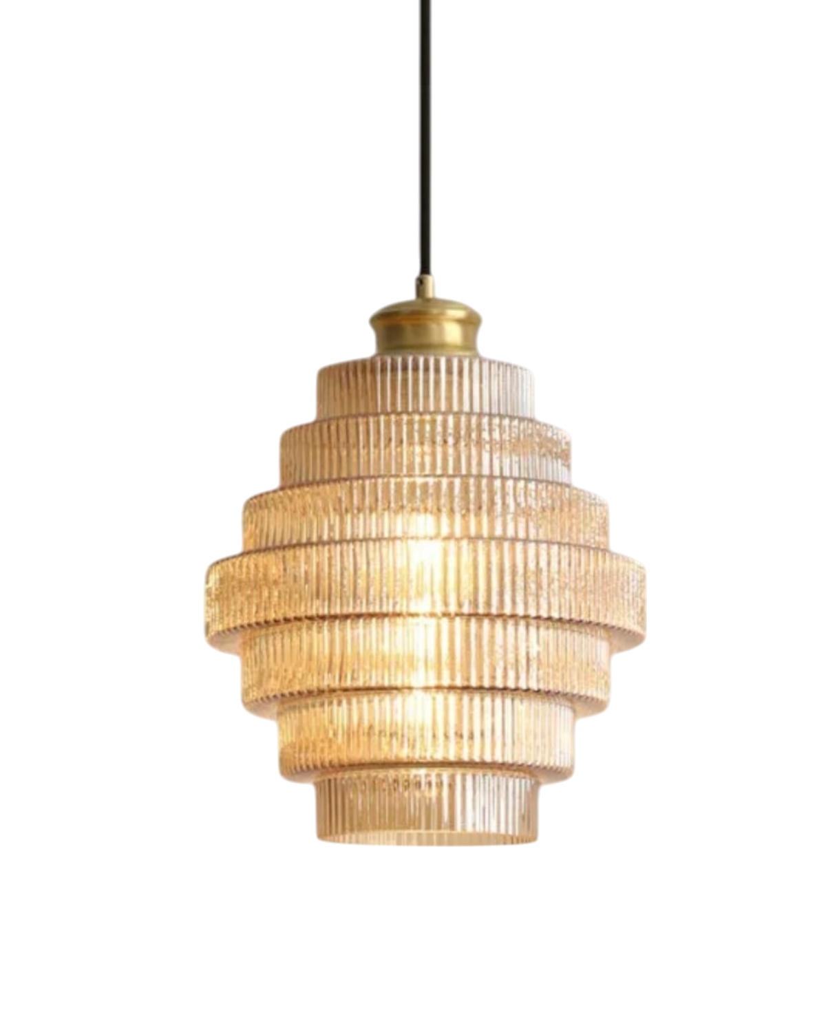 ÉclatAmbiente: Pendant Light Design – Gold-Plated Glass Lamp with Floating Shape, Luxurious for Living Room & Dining Room