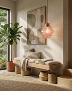 ÉclatAmbiente: Pendant Light Design – Gold-Plated Glass Lamp with Floating Shape, Luxurious for Living Room & Dining Room
