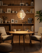 ÉclatAmbiente: Pendant Light Design – Gold-Plated Glass Lamp with Floating Shape, Luxurious for Living Room & Dining Room