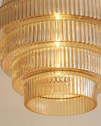 ÉclatAmbiente: Pendant Light Design – Gold-Plated Glass Lamp with Floating Shape, Luxurious for Living Room & Dining Room