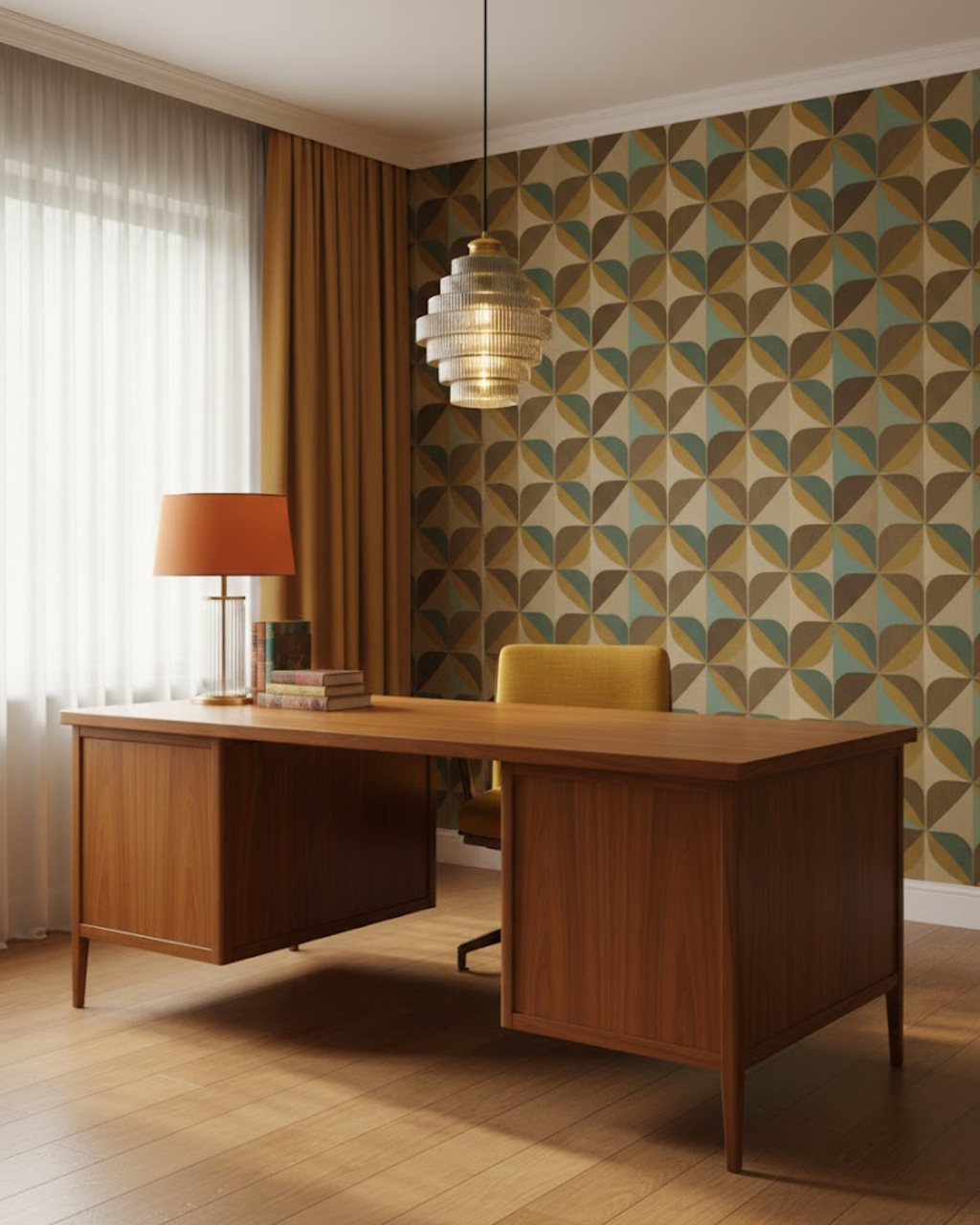 ÉclatAmbiente: Pendant Light Design – Gold-Plated Glass Lamp with Floating Shape, Luxurious for Living Room & Dining Room