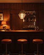 ÉclatAmbiente: Pendant Light Design – Gold-Plated Glass Lamp with Floating Shape, Luxurious for Living Room & Dining Room