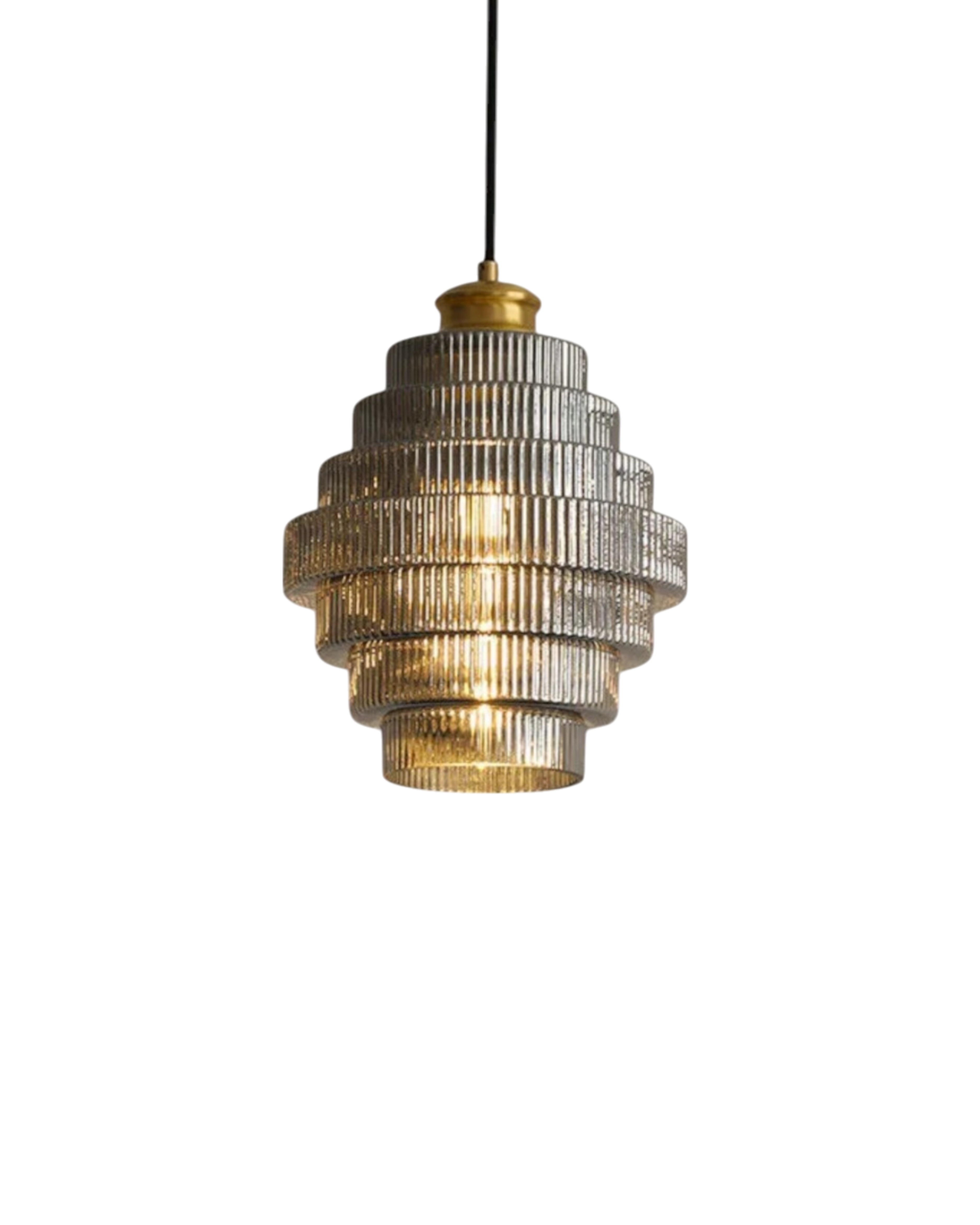 ÉclatAmbiente: Pendant Light Design – Gold-Plated Glass Lamp with Floating Shape, Luxurious for Living Room & Dining Room