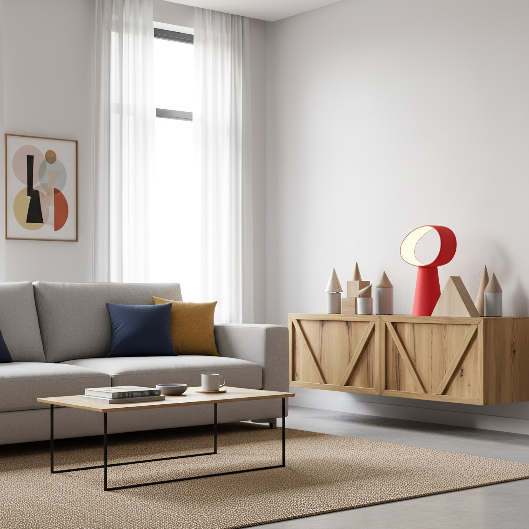 Sculptural Resin Table Lamp — Multicolor
