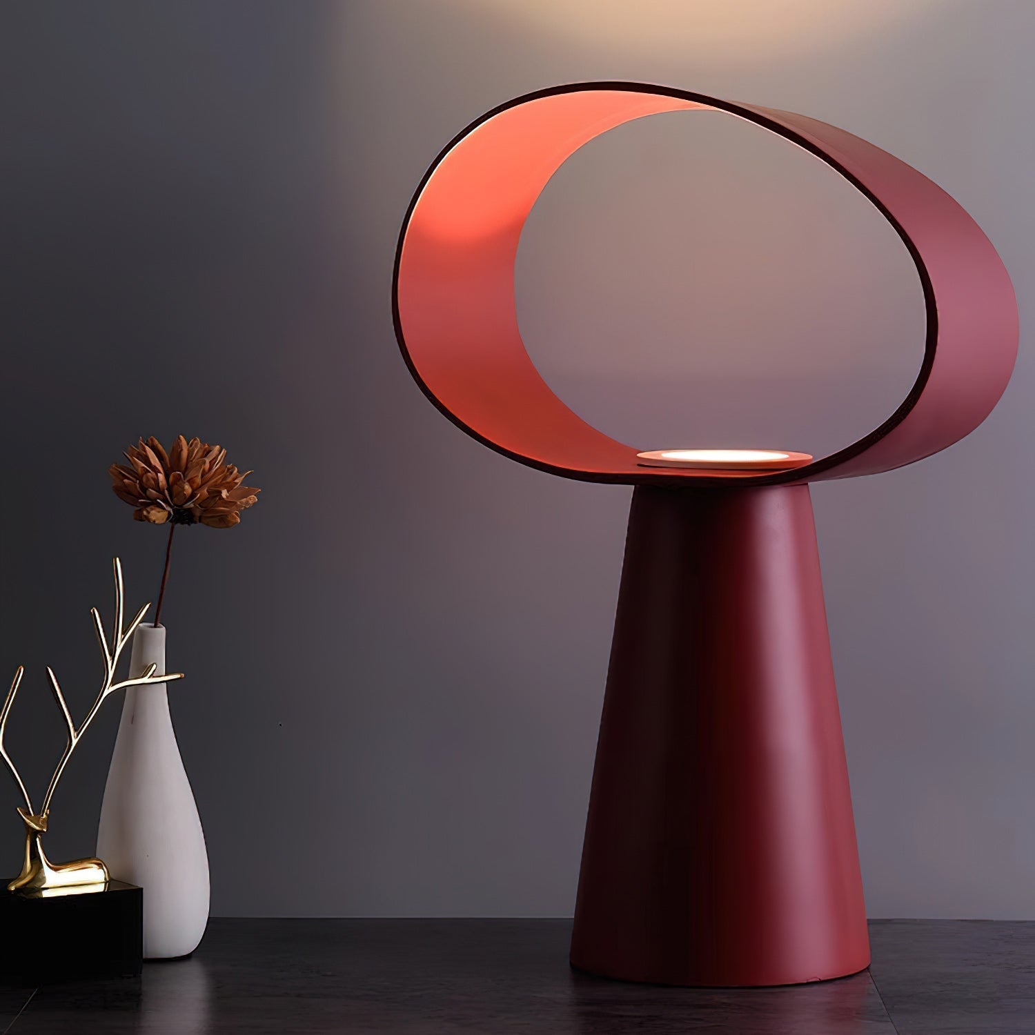 Sculptural Resin Table Lamp — Multicolor