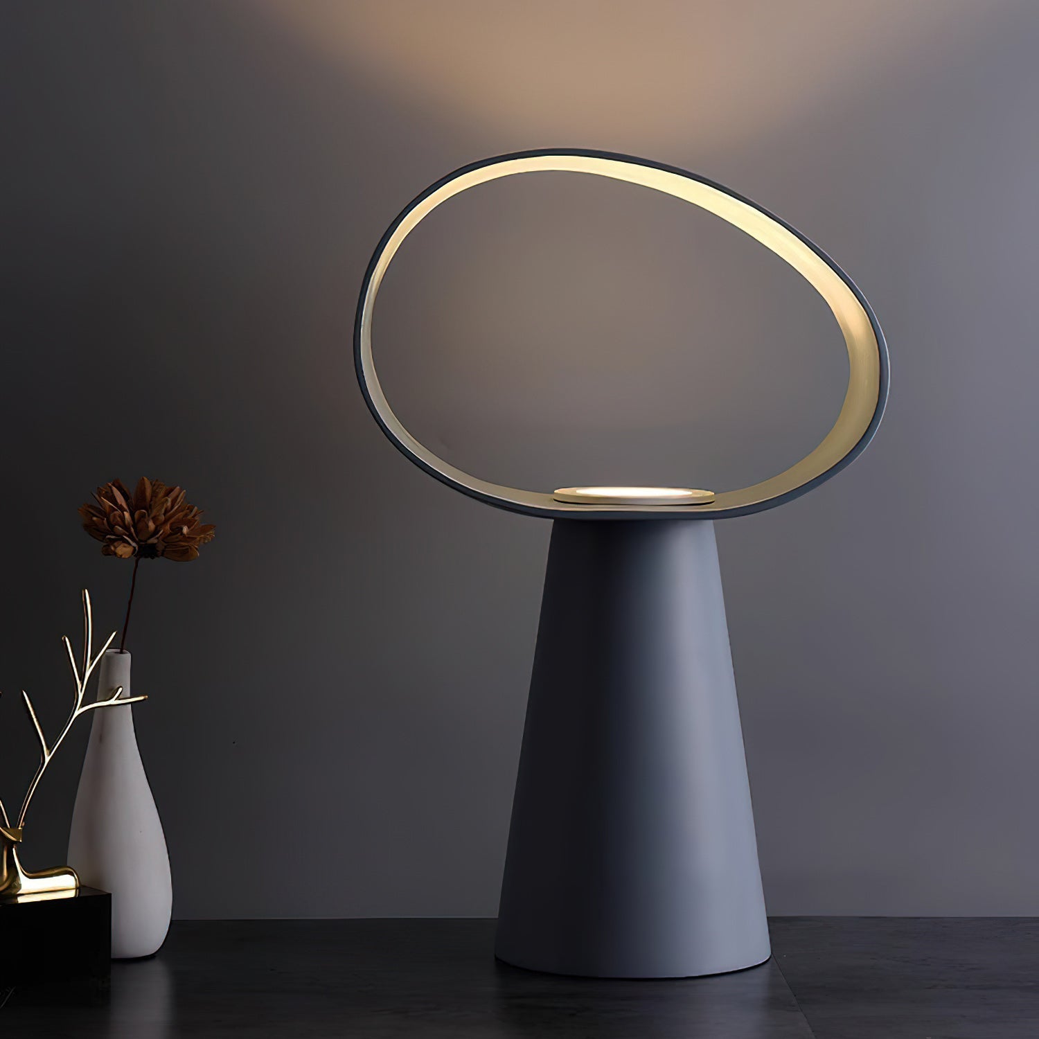 Sculptural Resin Table Lamp — Multicolor