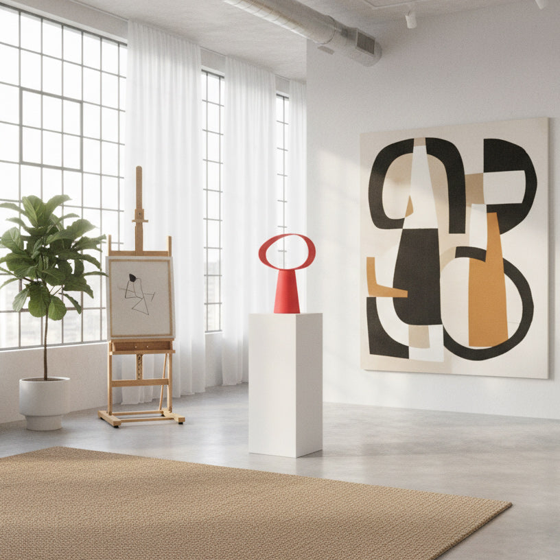 Sculptural Resin Table Lamp — Multicolor