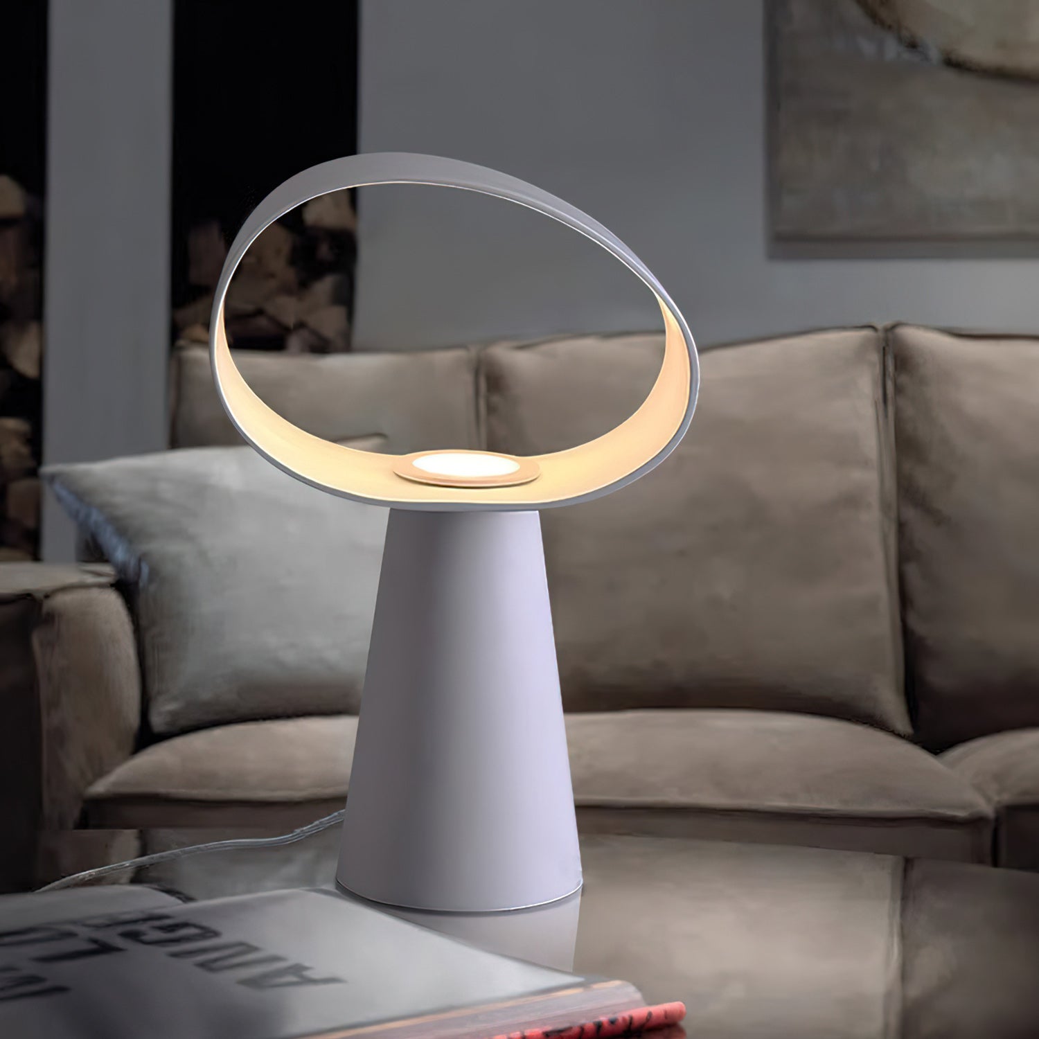 Sculptural Resin Table Lamp — Multicolor