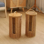 Toilet Paper Holder Stand Freestanding Braided Rope Rustic Woven Design