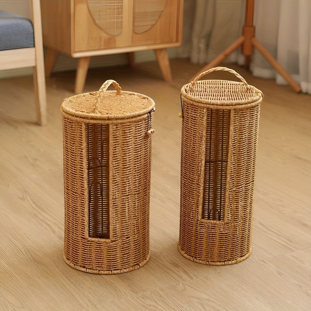 Toilet Paper Holder Stand Freestanding Braided Rope Rustic Woven Design