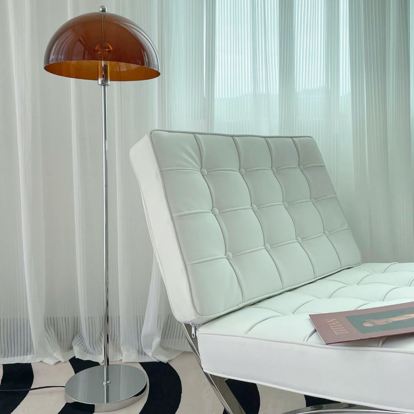 Classic Column Floor Lamp — Chrome & Acrylic