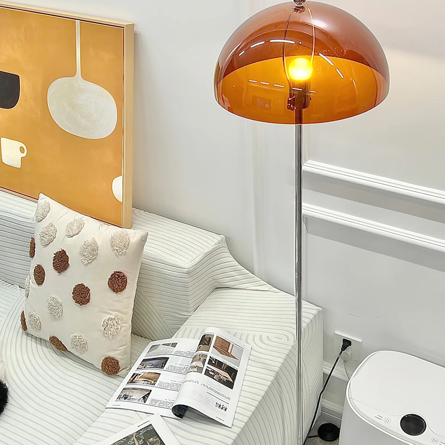 Classic Column Floor Lamp — Chrome & Acrylic