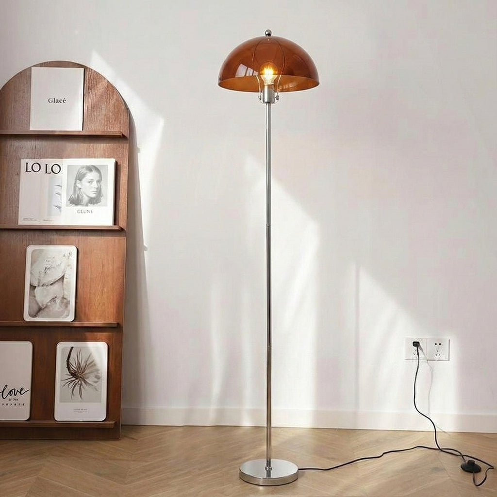 Classic Column Floor Lamp — Chrome & Acrylic