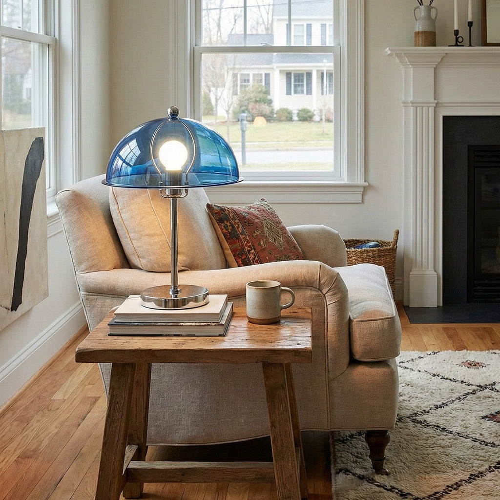 Classic Column Table Lamp — Chrome & Acrylic