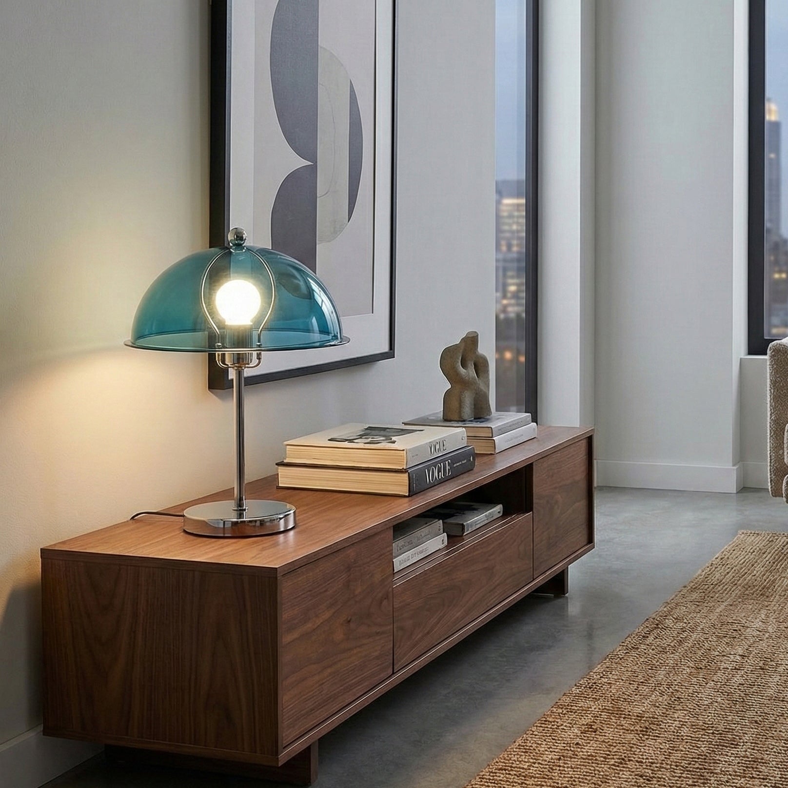 Classic Column Table Lamp — Chrome & Acrylic