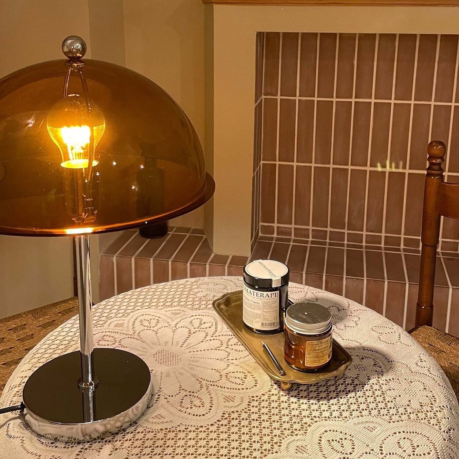 Classic Column Table Lamp — Chrome & Acrylic