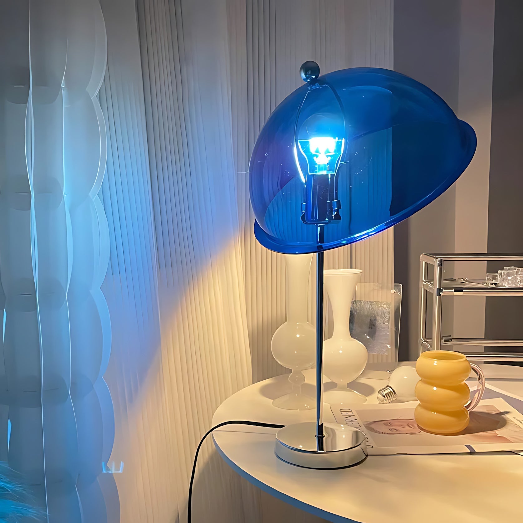 Classic Column Table Lamp — Chrome & Acrylic