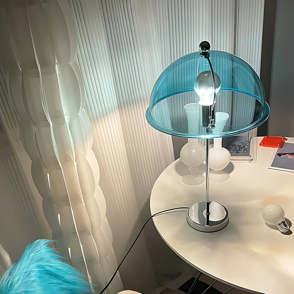 Classic Column Table Lamp — Chrome & Acrylic