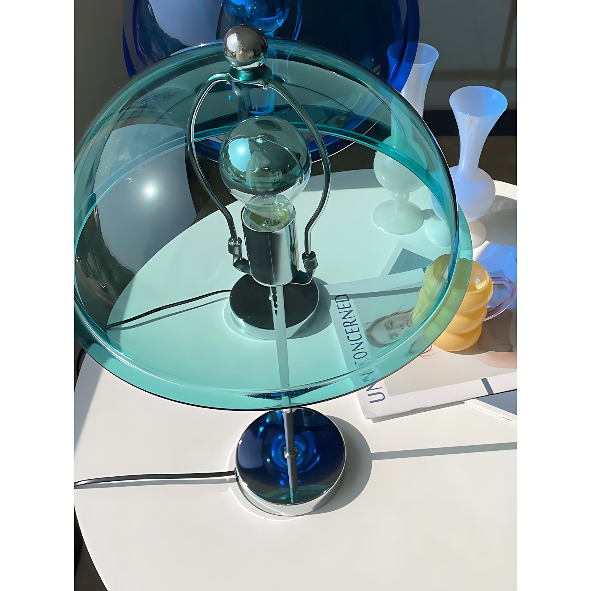 Classic Column Table Lamp — Chrome & Acrylic