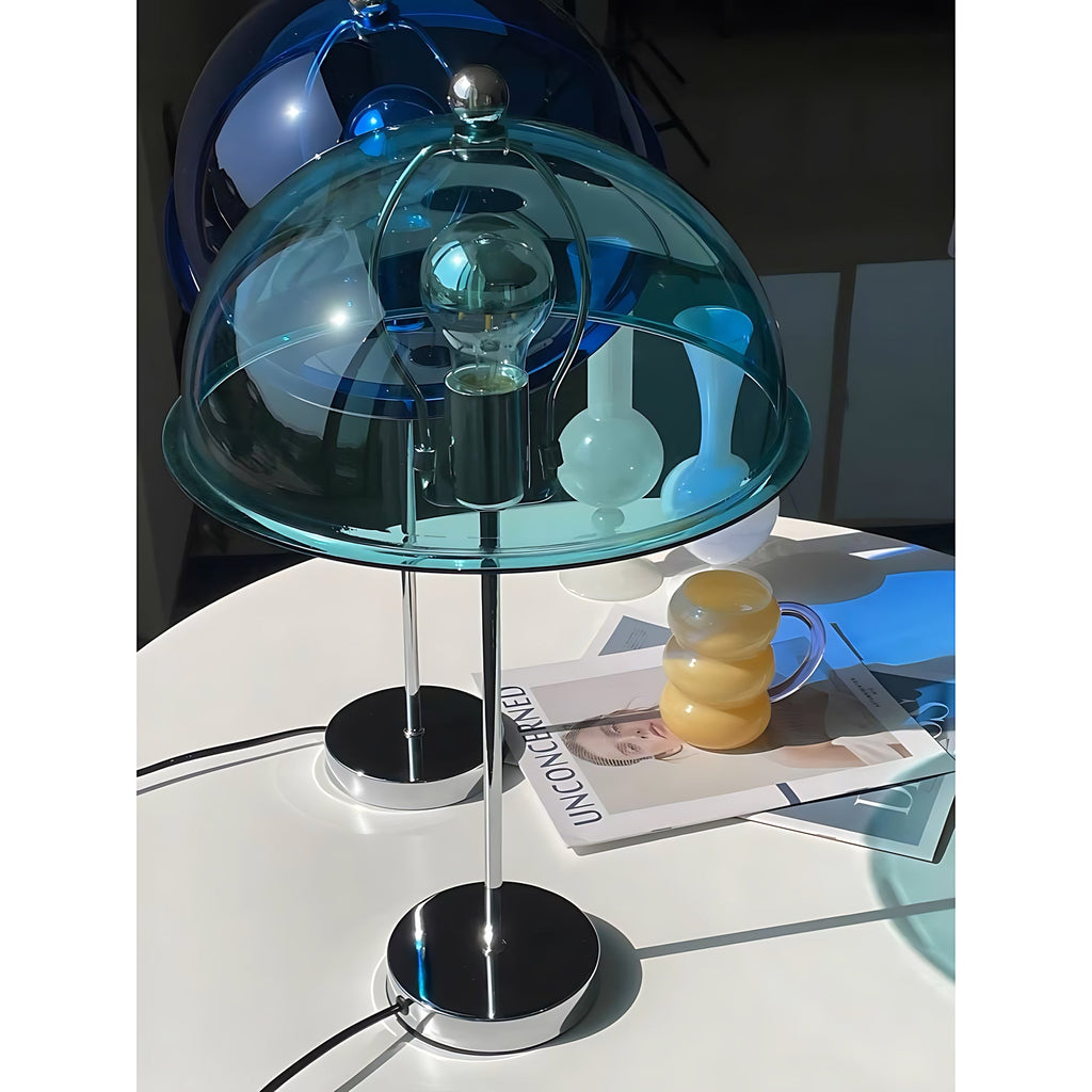 Classic Column Table Lamp — Chrome & Acrylic