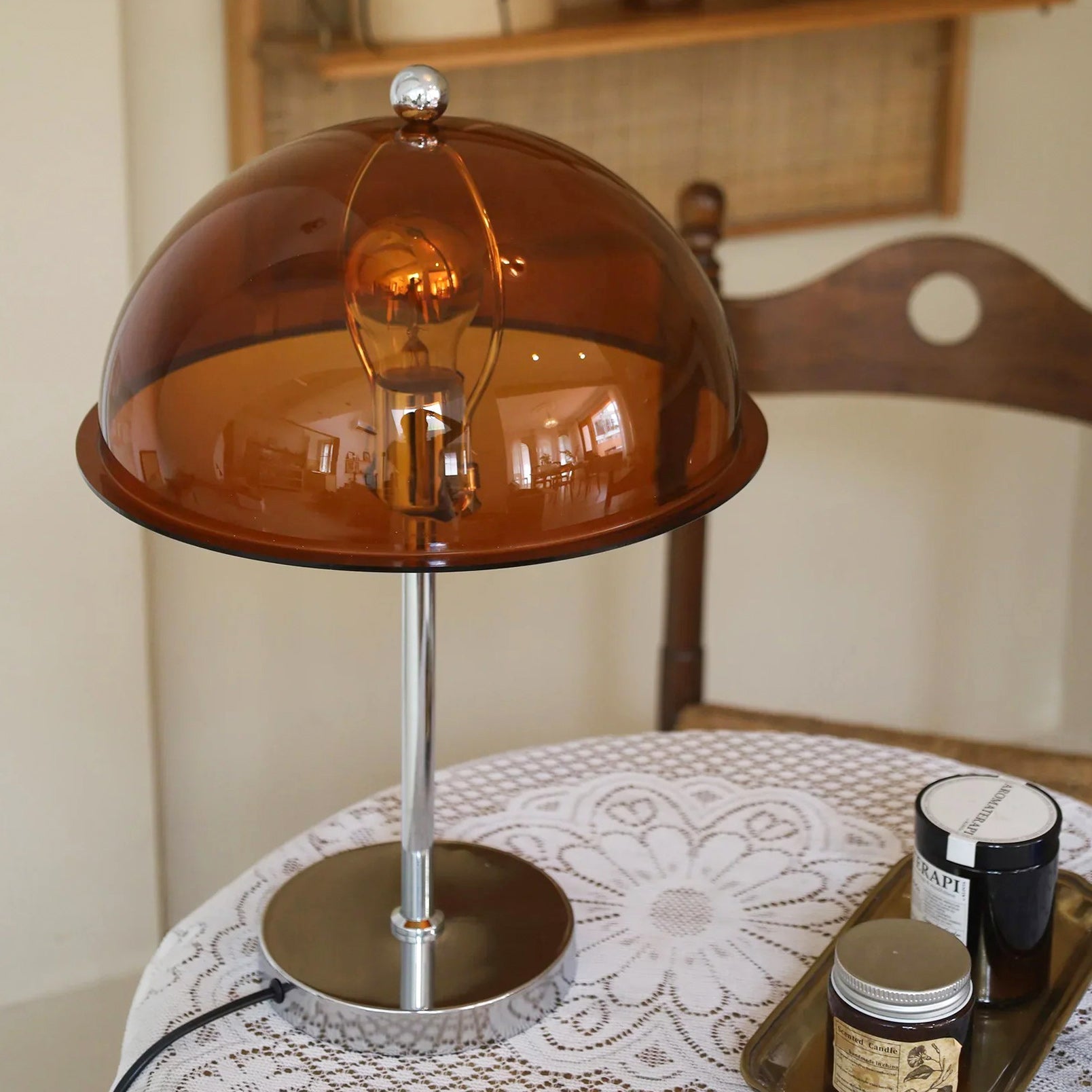 Classic Column Table Lamp — Chrome & Acrylic