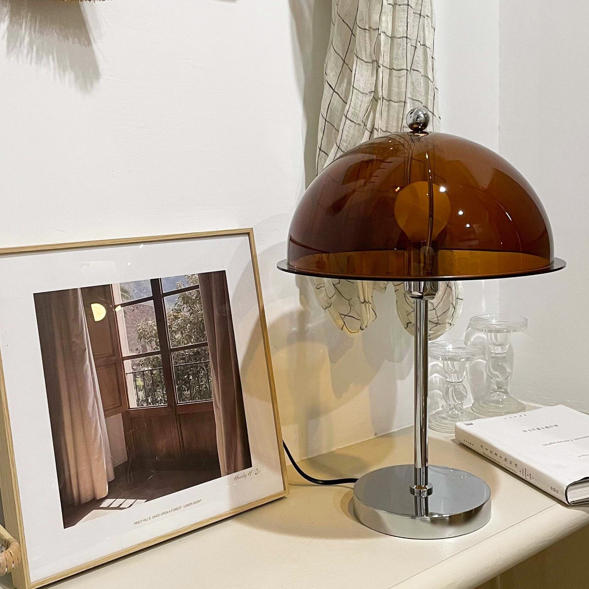 Classic Column Table Lamp — Chrome & Acrylic