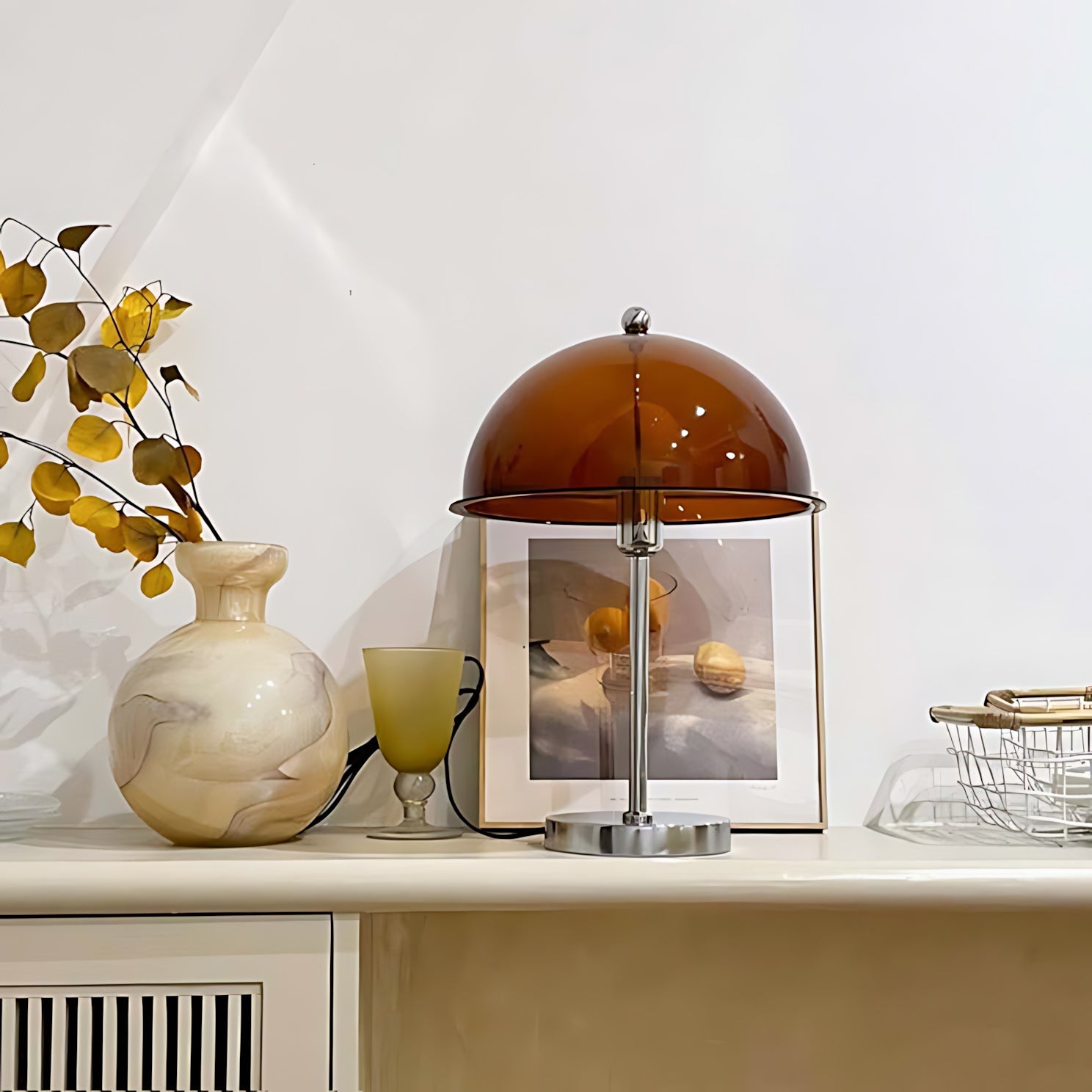 Classic Column Table Lamp — Chrome & Acrylic