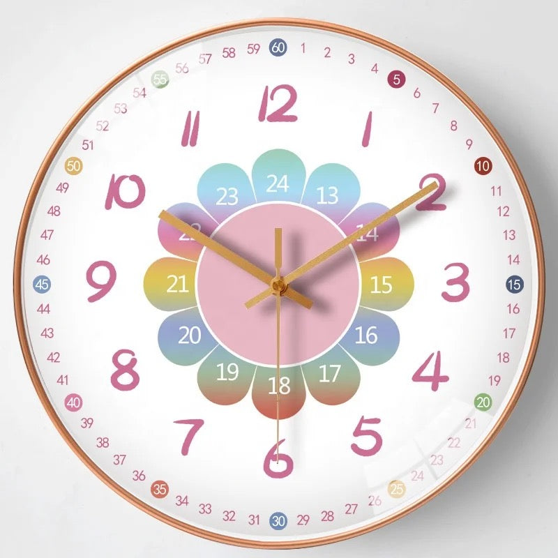 Wall Clock Educational ABS Plastic Color Dial Battery Operated