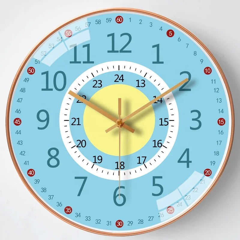 Wall Clock Educational ABS Plastic Color Dial Battery Operated